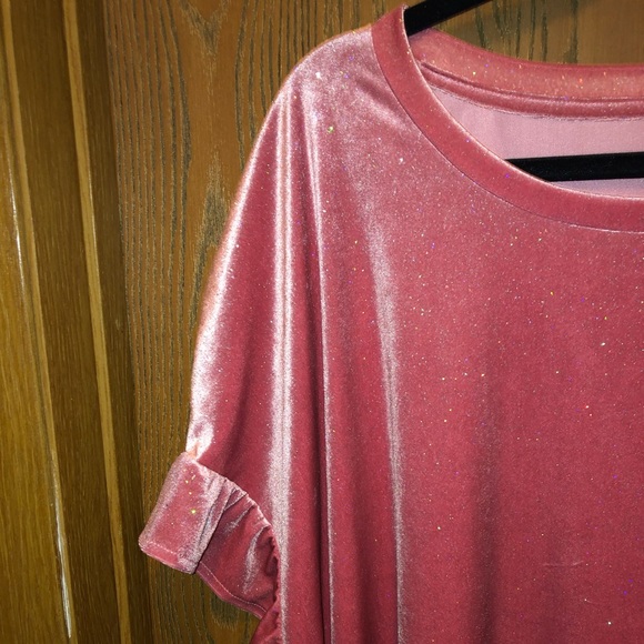 BNWT Old Navy sz 3x Sparkle Knit Velvet Ruffle Top - Picture 2 of 8